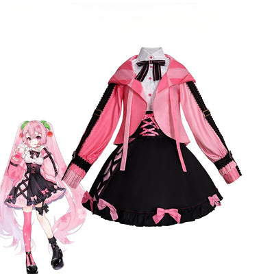 Monenjoy 桜ミク コスプレ衣装 初音ミク 地雷系 可愛い ワンピース ドレス コスチューム SAKURA×SUBCULTURE 学園祭