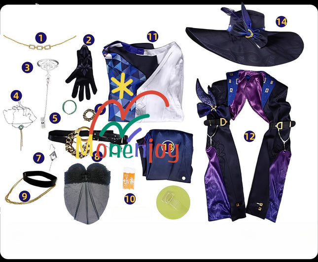 Monenjoy 崩壊スターレイル ジェイド コスプレ衣装 イベント 帽子付+イヤリング付+3d樹脂アクセサリー - Monenjoy