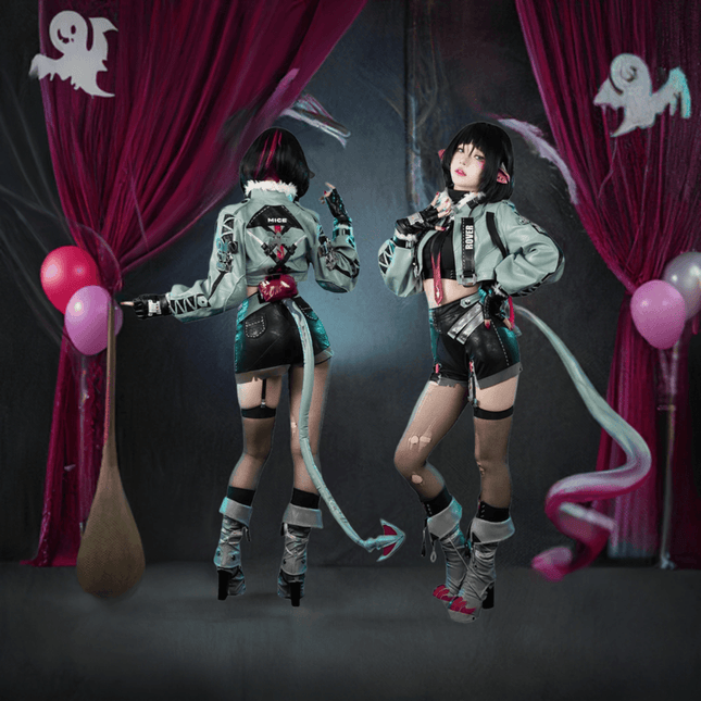 Monenjoy ゼンレスゾーンゼロ ジェーン・ドゥ コスプレ衣装 耳飾り+尻尾付 ゼンゼロ 実写化 cosplay ハロウィン クリスマス 仮装 イベント カッコイイ イベント衣装(シューズカバー付) - Monenjoy