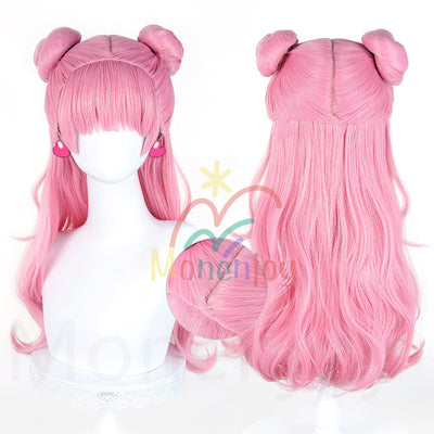Monenjoy　正反対な君と僕 鈴木 みゆ ウィッグ　長64cm　ダブルお団子ヘア　カツラ　ピンク色　耐熱ウィッグ MONENJOY