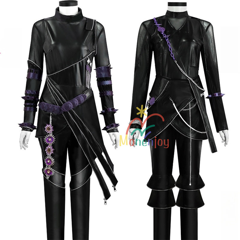 Monenjoy　KPOPガールズ! デーモン・ハンターズ 　ゾーイ　コスプレ衣装　Zoey　コスモスーツ　ルミ 黒色　人工革　戦闘服　 KPop Demon Hunters　 3d樹脂製パーツ　バトルスーツ　GS1962