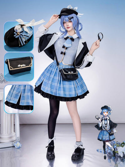納品　Monenjoy　魔法少女ノ魔女裁判　まのさば 　橘 シェリー　コスプレ衣装　 名探偵　スカート　ユニフォーム　鞄＋帽子付 MONENJOY