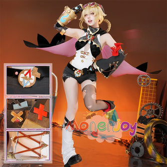 Monenjoy　原神　ヤフォダ　コスプレ　金属製神の目　ナド・クライ編　風元素　月の輪　PU手甲付　コスプレ衣装　金属製パーツ　コスチューム　27個大セット　ハロウィン