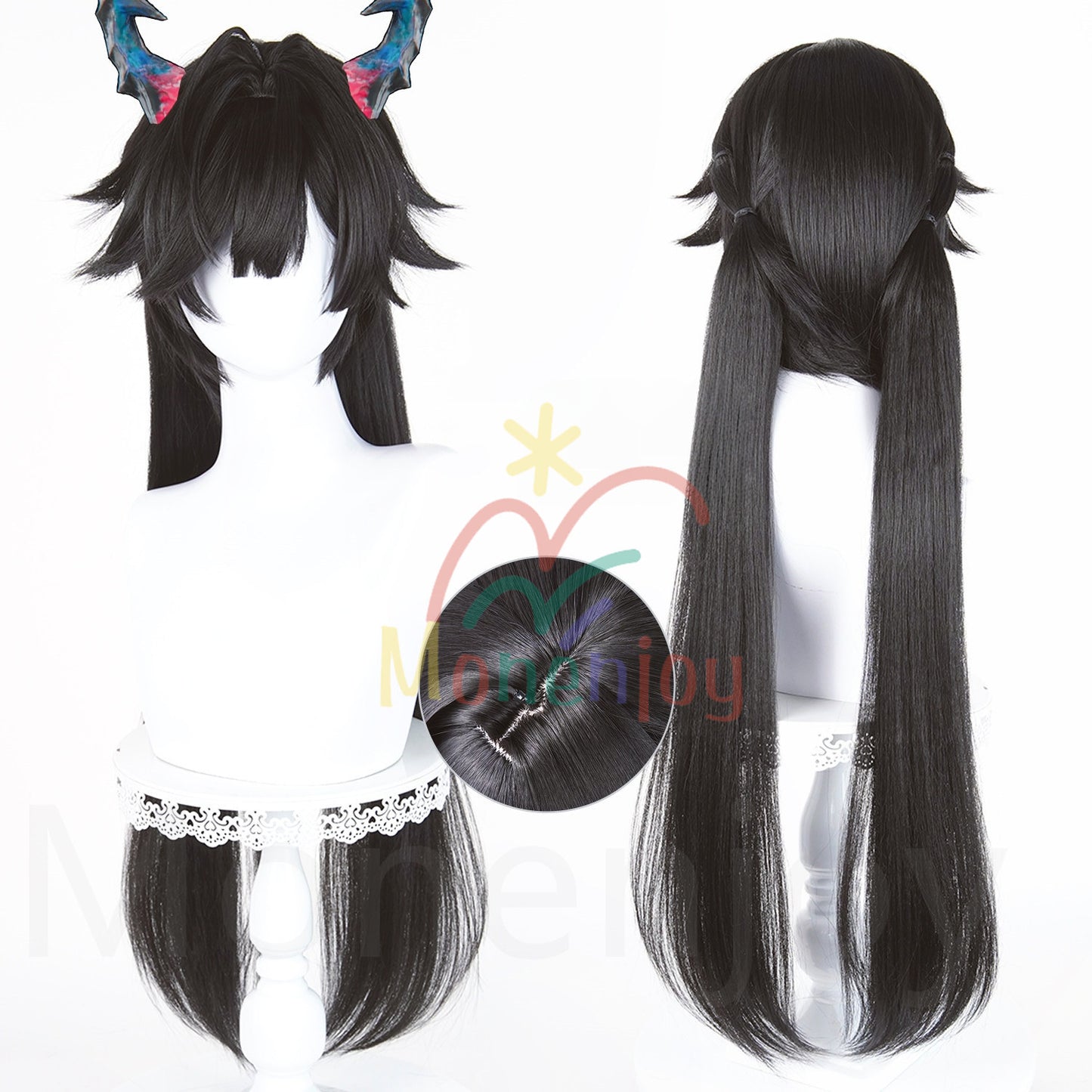 Monenjoy　アークナイツ　エンドフィールド　 チェン・センユー　 ウィッグ　長83cm　カツラ　コスプレ道具　耐熱ウィッグ MONENJOY