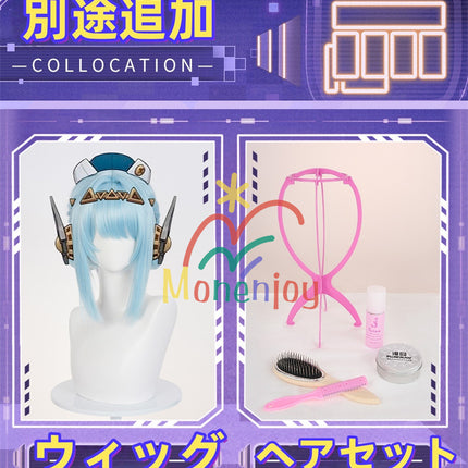 Monenjoy Genshin Impact Ineffa Cosplay Costume with Earphones, Hat, and Thigh Covers - Perfect Reproduction of the Nova's Powered Robot Girl, Halloween