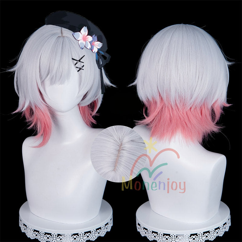 Monenjoy 魔法少女ノ魔女裁判　桜羽 エマ　 かつら　34cm　少女　囚人番号658　コスプレ　ふんわり　自然感　まのさば ウィッグ　鬘　コスプレ道具