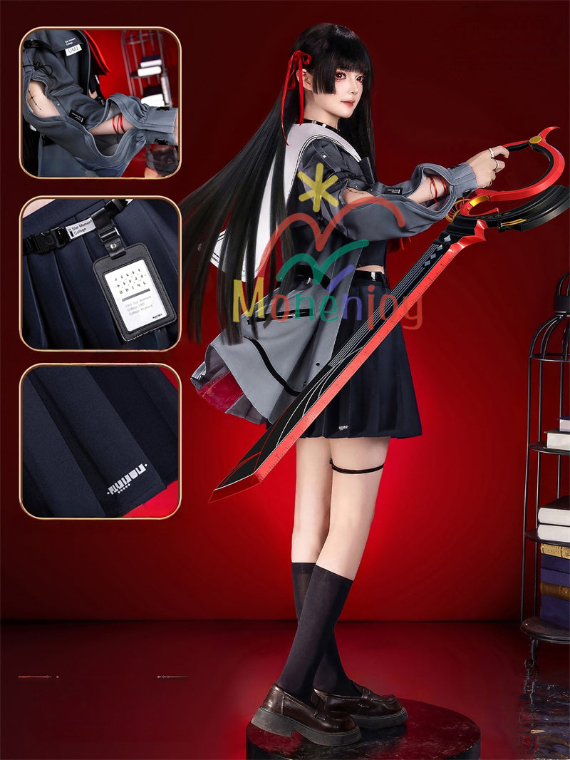 Monenjoy　鳴潮　千咲 　コスプレ衣装　JK服　WutheringWaves　おもちゃ　ハロウィン　コスチューム　髪飾り＋リボン付