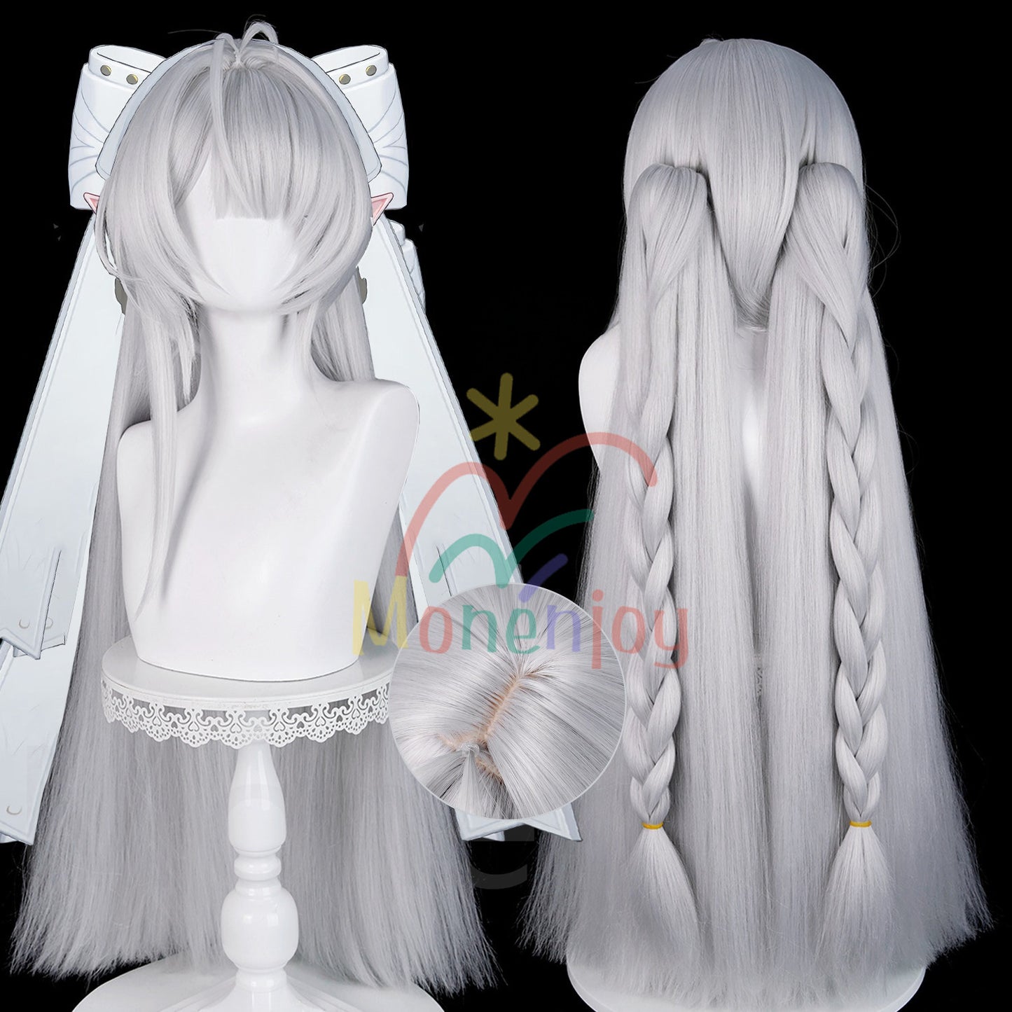 Monenjoy ゼンゼロ ヴェリナ ウィッグ　カツラ　コスプレ道具　ふんわりヘア イベント　エルフ耳 スナップクリップ 撮影道具　耐熱ウィッグ MONENJOY