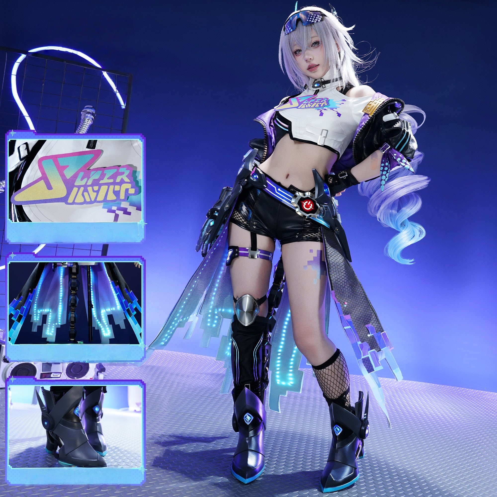 Monenjoy 崩壊スターレイル 銀狼 新Ver　二相楽園 愉悦銀狼 コスプレ衣装 金属製パーツ 舞台服 Monenjoy