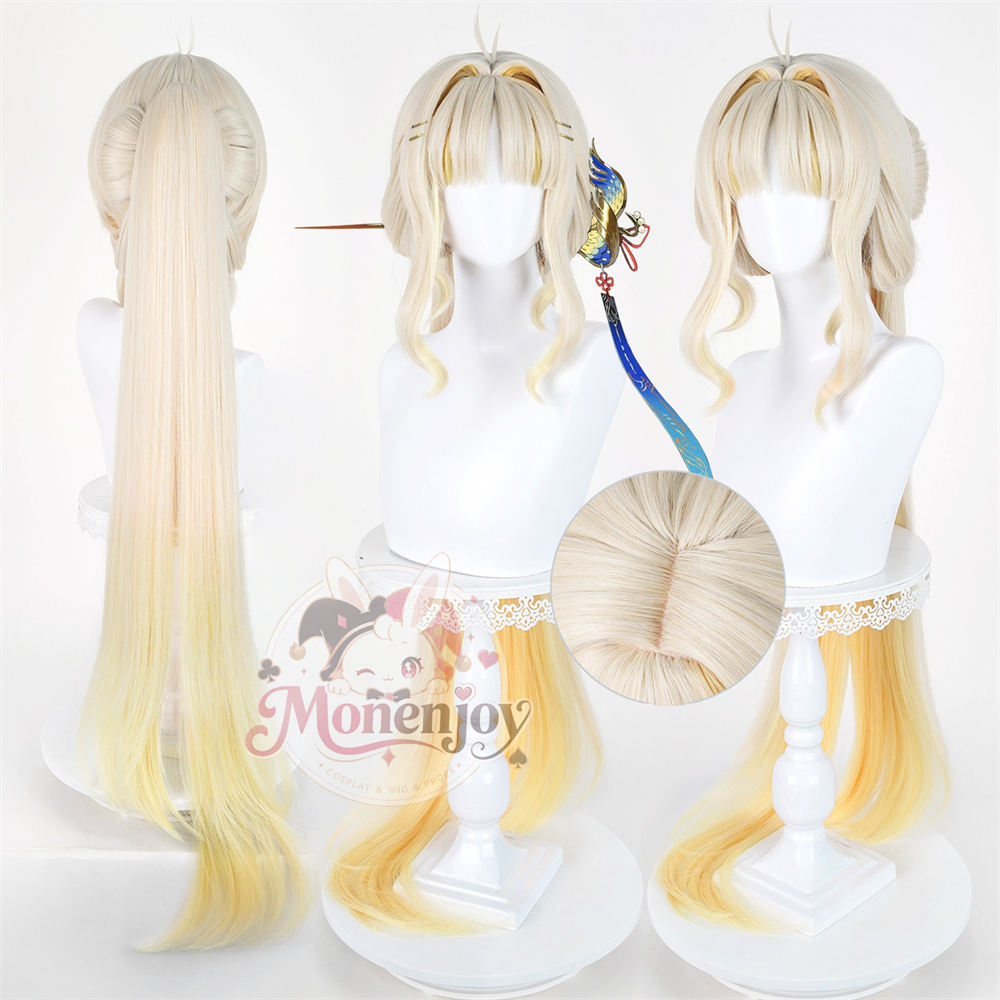 Monenjoy 鳴潮 スイスイ（穂穂）コスプレウィッグ 100cm 耐熱ロングカツラ 本体50cm＋ロングポニーテール 自然感 高品質 フリーサイズ Wuthering Waves Wig