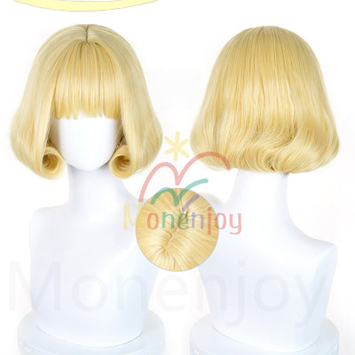 MONENJOY　呪術廻戦 来栖華　ウィッグ　長32cm　黄色　コスプレ道具　カツラ　耐熱ウィッグ MONENJOY