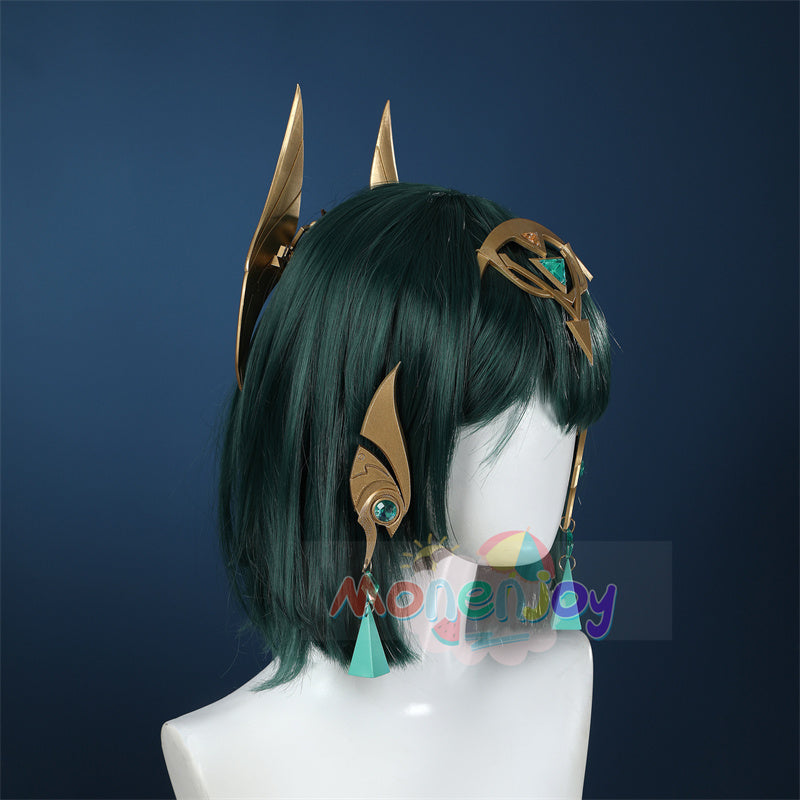 Monenjoy　原神　ネフェル コスプレ　砂に埋もれた秘話　ナド・クライ 　Ver.LunaⅡ　コスプレ衣装　Nefer コスチューム　髪飾り付　コスチューム