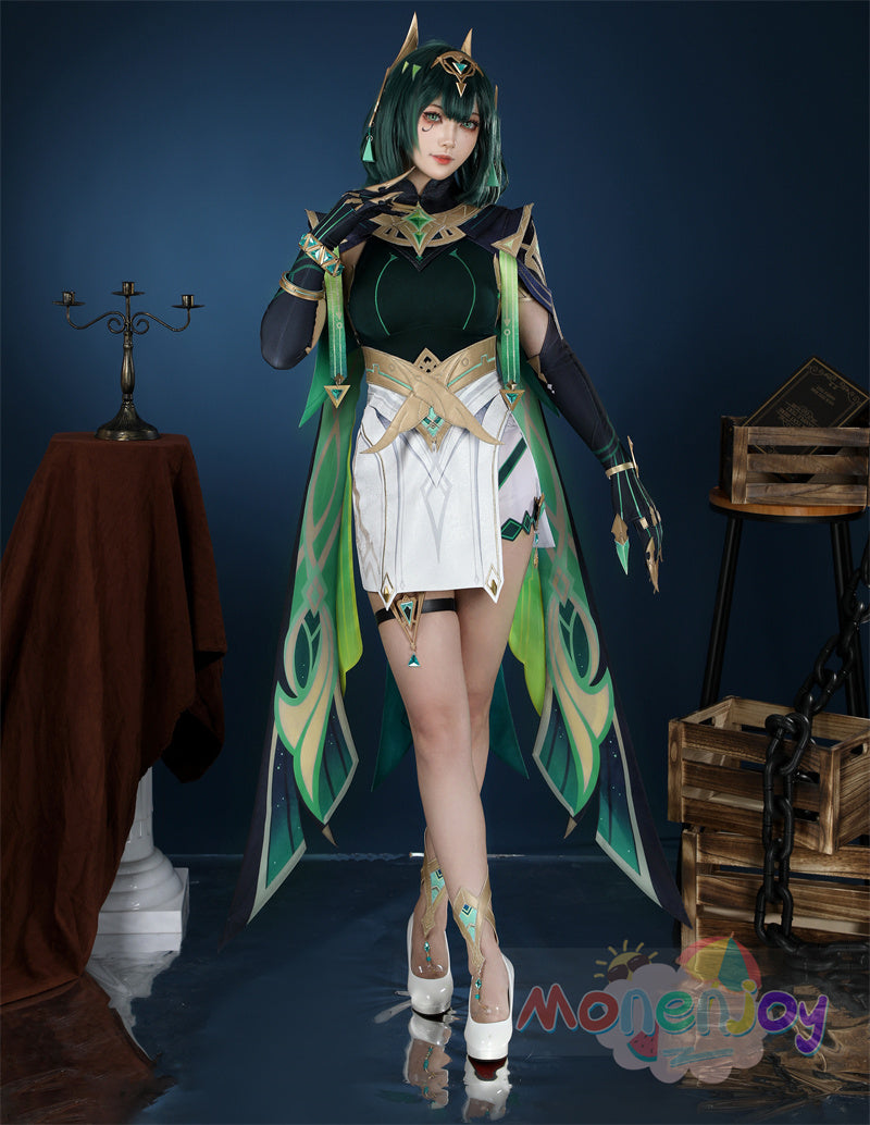 Monenjoy　原神　ネフェル コスプレ　砂に埋もれた秘話　ナド・クライ 　Ver.LunaⅡ　コスプレ衣装　Nefer コスチューム　髪飾り付　コスチューム