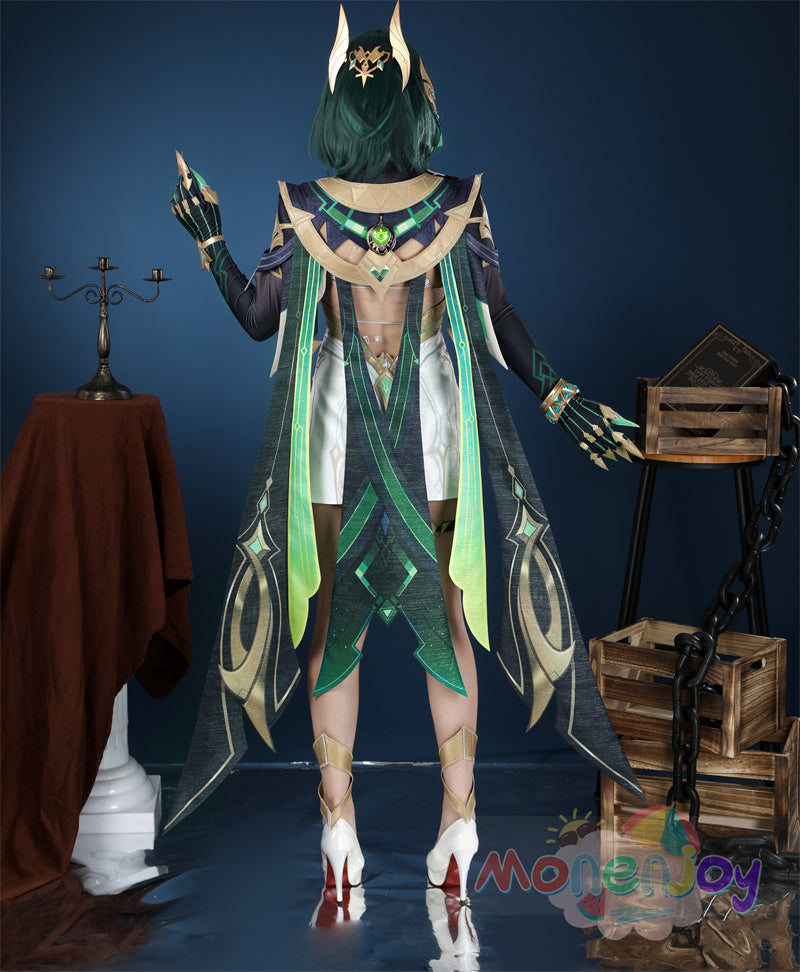 Monenjoy　原神　ネフェル コスプレ　砂に埋もれた秘話　ナド・クライ 　Ver.LunaⅡ　コスプレ衣装　Nefer コスチューム　髪飾り付　コスチューム