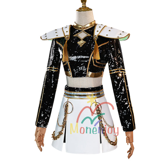Monenjoy　KPOPガールズ! デーモン・ハンターズ　 ルミ　ミラ　ゾーイ コスプレ衣装　舞台服　黒色　キラキラ　ライブ服　KPop Demon Hunters