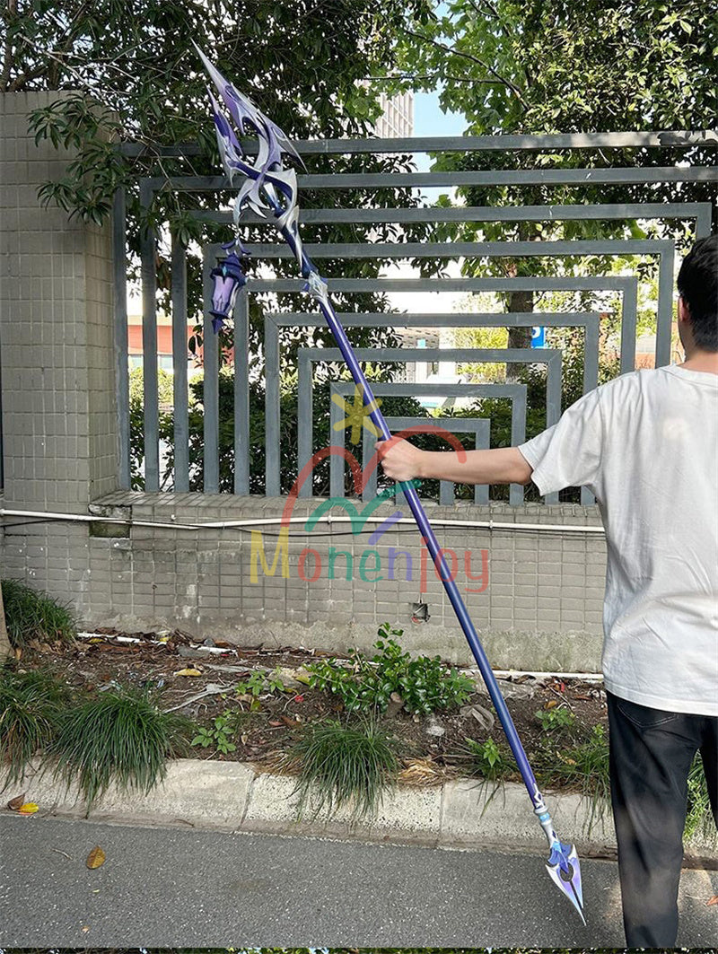 Monenjoy 原神 フリンズ / Flins  血染めの荒れ地  闇影と灯り 長槍 コスプレ道具　200cm　武器モデル　PU製ナド・クライの「ライトキーパー   Bloodsoaked Ruins  Luna I