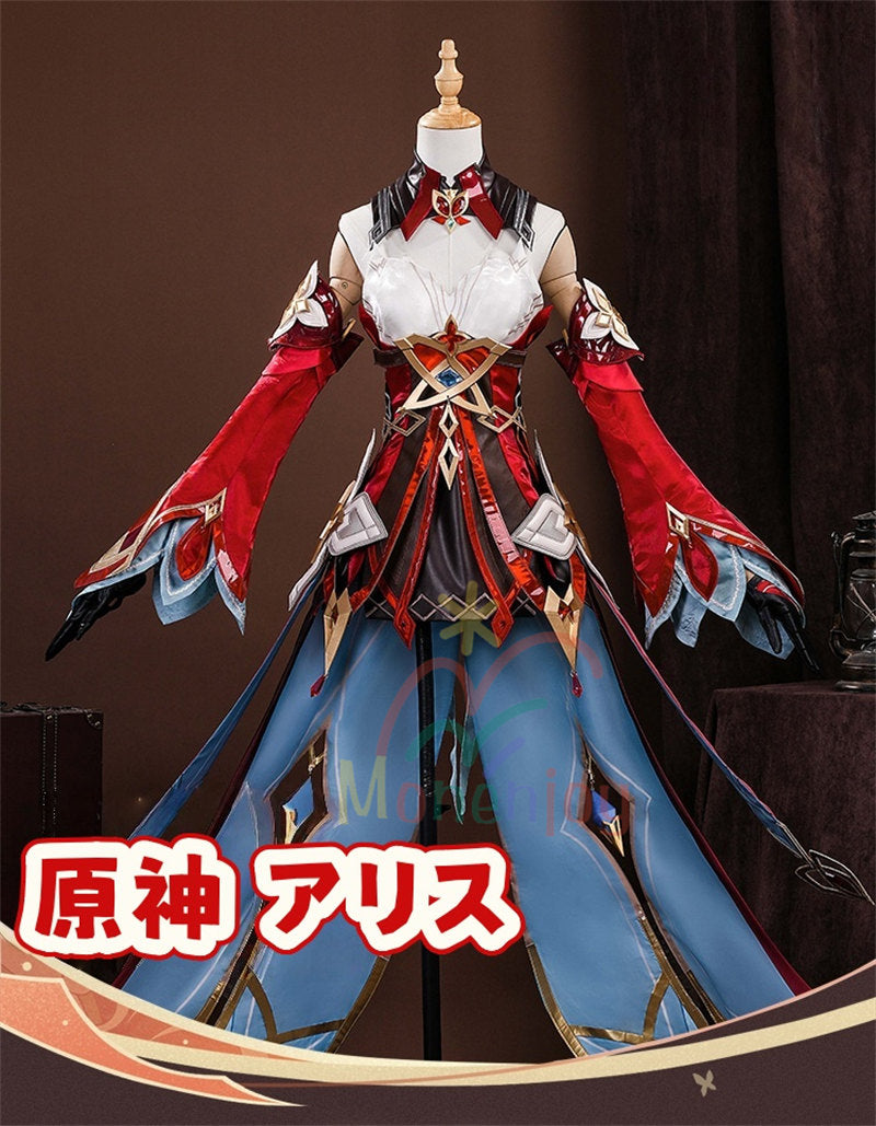 予約販売　Monenjoy　原神 アリス コスプレ衣装　コスチューム　帽子付　3d樹脂製パーツ　炎元素の神の目付　ナド・クライ編　魔術師　魔女　仮装　モンド / 魔女会