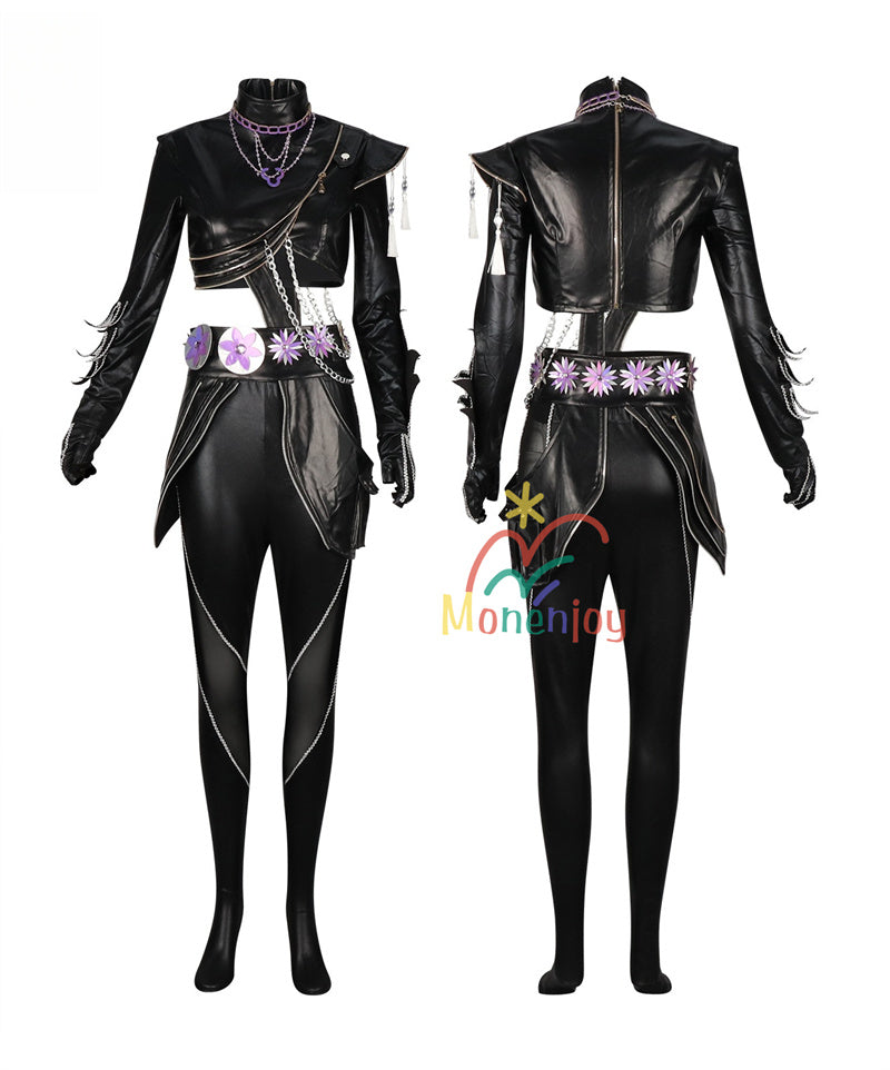 Monenjoy　KPOPガールズ! デーモン・ハンターズ　ルミ コスプレ衣装　Rumiコスモスーツ　黒色　人工革　戦闘服　Saja Boys KPop Demon Hunters　バトルスーツ　GS1960