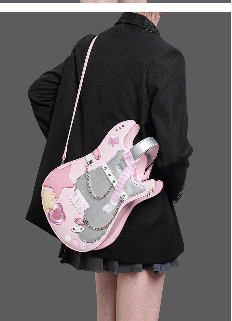 Monenjoy　痛バッグ　 ギター ショルダーバッグ アニメ　地雷系　パンク　渋谷　原宿ファション　コスプレ　2次元　萌えグッズ　バックパック/リュック 可愛い　デザイン　装備品　アクセサリー - Monenjoy