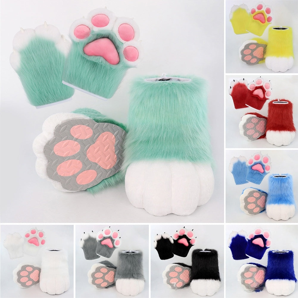 Monenjoy　着ぐるみ　ファースーツ 手 爪　肉球 手袋　もふもふ ハード てぶくろ　犬 狼 ネコ ケモノ　動物　擬人観 　獣人　kigurumi 　Fursuit　コスプレ道具　アクセサリー　 - Monenjoy