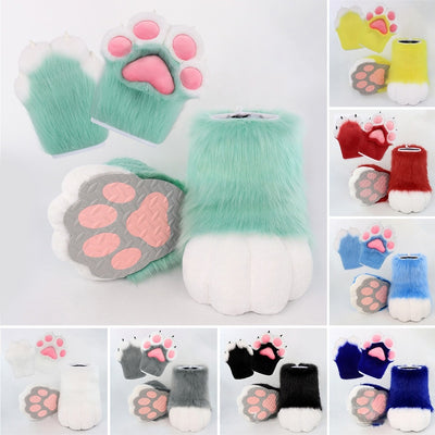 Monenjoy　着ぐるみ　ファースーツ 手 爪　肉球 手袋　もふもふ ハード てぶくろ　犬 狼 ネコ ケモノ　動物　擬人観 　獣人　kigurumi 　Fursuit　コスプレ道具　アクセサリー　 - Monenjoy