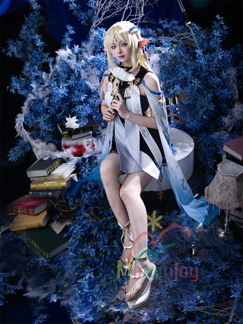 Monenjoy 鳴潮 カルテジアコスプレ衣装　 Cartethyia　フルールドリス 礼服　放浪騎士　豪華コス衣装　エルフ耳+黒キャミ+スパッツ付属 スカート色完全再現