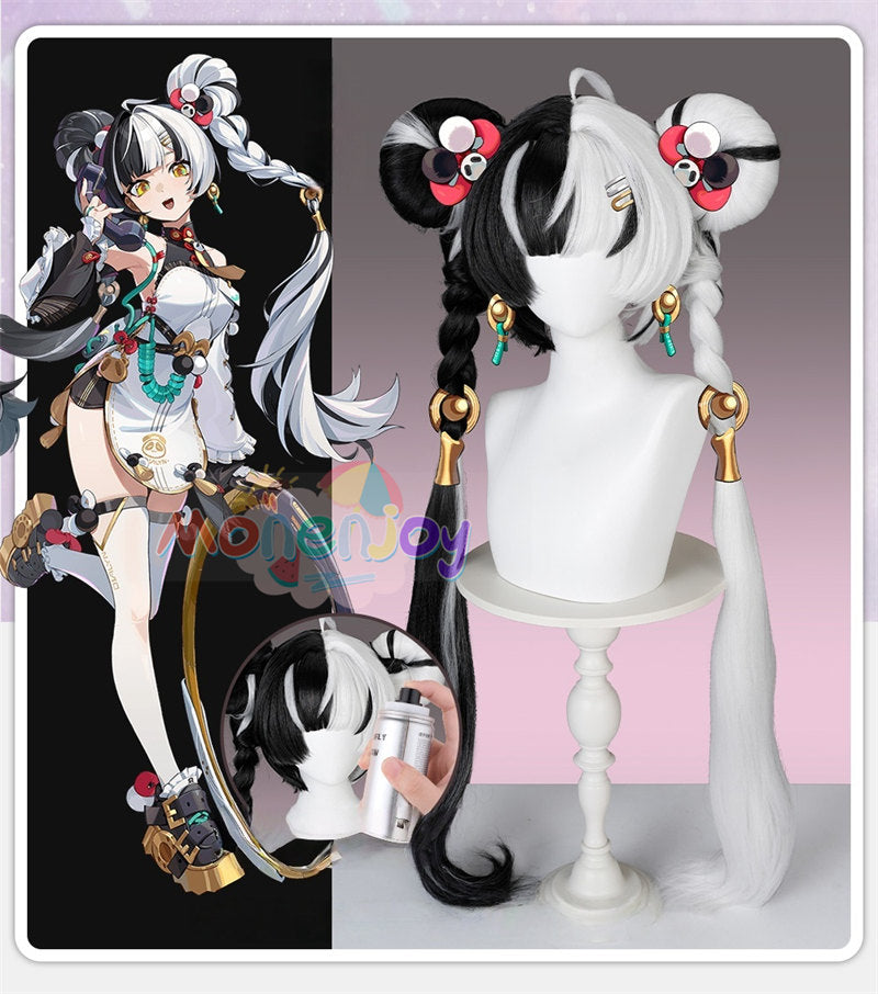 Monenjoy　ゼンゼロ ダイアリン ウィッグ　もみあげ30cm　三つ編み90cm　高温対応  クランプスの黒枝　リアル  マット仕上げ 鬘　コスプレ