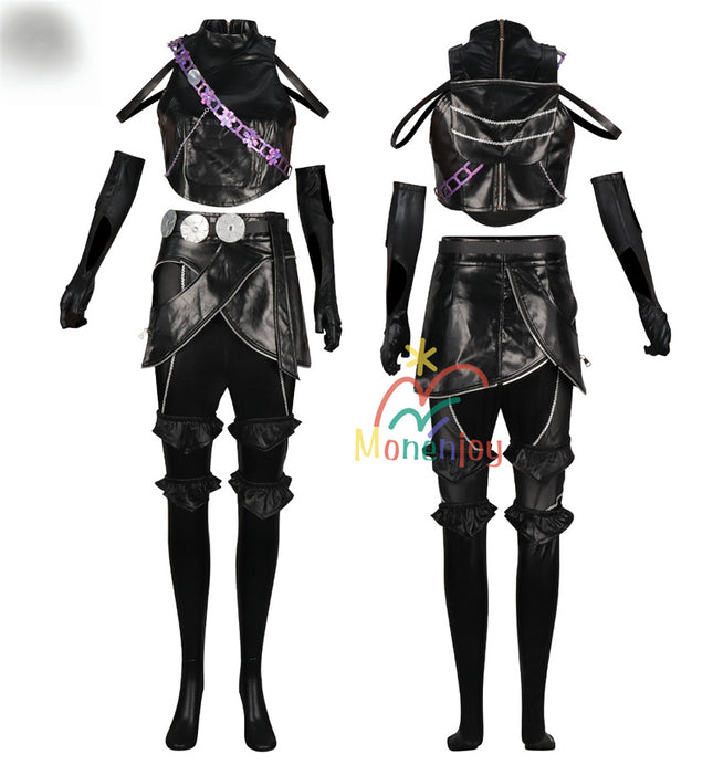 Monenjoy　KPOPガールズ! デーモン・ハンターズ 　ゾーイ　コスプレ衣装　Zoey　コスモスーツ　黒色　人工革　戦闘服　Saja Boys KPop Demon Hunters　バトルスーツ　GS1961