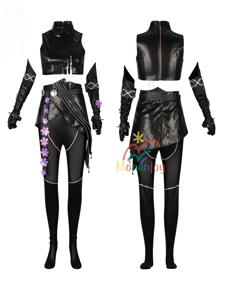 Monenjoy　KPOPガールズ! デーモン・ハンターズ ミラ　 コスプレ衣装　Mira　コスモスーツ　黒色　人工革　戦闘服　Saja Boys KPop Demon Hunters　バトルスーツ　GS1959　　