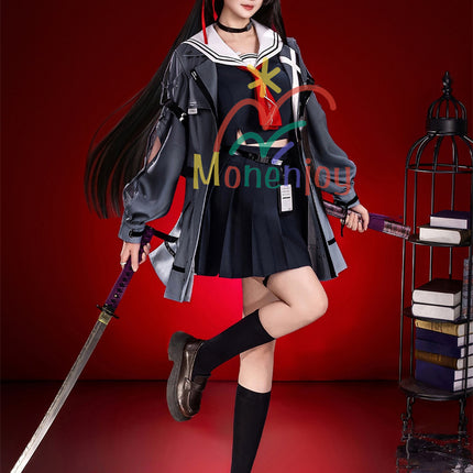 Monenjoy　鳴潮　千咲 　コスプレ衣装　JK服　WutheringWaves　おもちゃ　ハロウィン　コスチューム　髪飾り＋リボン付