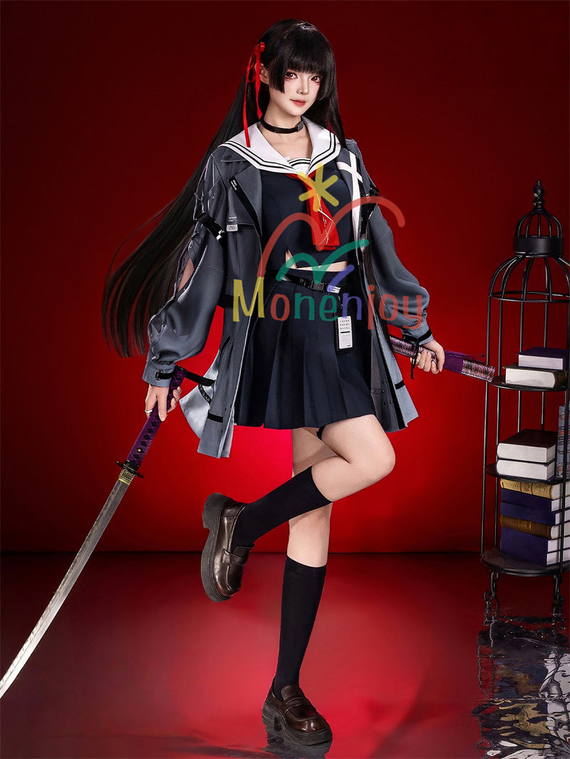 Monenjoy　鳴潮　千咲 　コスプレ衣装　JK服　WutheringWaves　おもちゃ　ハロウィン　コスチューム　髪飾り＋リボン付