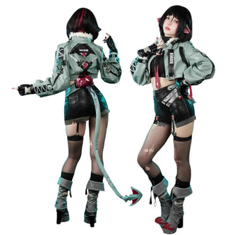 Monenjoy ゼンレスゾーンゼロ　ジェーン・ドゥ コスプレ衣装　耳飾り＋尻尾付　ゼンゼロ　実写化　cosplay　ハロウィン　クリスマス　仮装　イベント　カッコイイ　イベント衣装（シューズカバー付) - Monenjoy