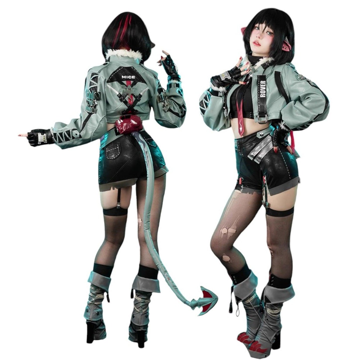 Monenjoy ゼンレスゾーンゼロ　ジェーン・ドゥ コスプレ衣装　耳飾り＋尻尾付　ゼンゼロ　実写化　cosplay　ハロウィン　クリスマス　仮装　イベント　カッコイイ　イベント衣装（シューズカバー付) - Monenjoy