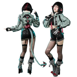 Monenjoy ゼンレスゾーンゼロ　ジェーン・ドゥ コスプレ衣装　耳飾り＋尻尾付　ゼンゼロ　実写化　cosplay　ハロウィン　クリスマス　仮装　イベント　カッコイイ　イベント衣装（シューズカバー付) - Monenjoy