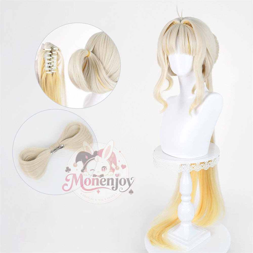 Monenjoy 鳴潮 スイスイ（穂穂）コスプレウィッグ 100cm 耐熱ロングカツラ 本体50cm＋ロングポニーテール 自然感 高品質 フリーサイズ Wuthering Waves Wig