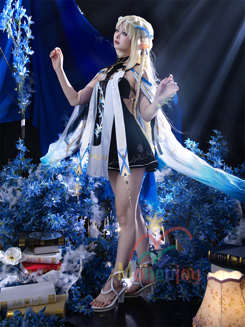 Monenjoy 鳴潮 カルテジアコスプレ衣装　 Cartethyia　フルールドリス 礼服　放浪騎士　豪華コス衣装　エルフ耳+黒キャミ+スパッツ付属 スカート色完全再現