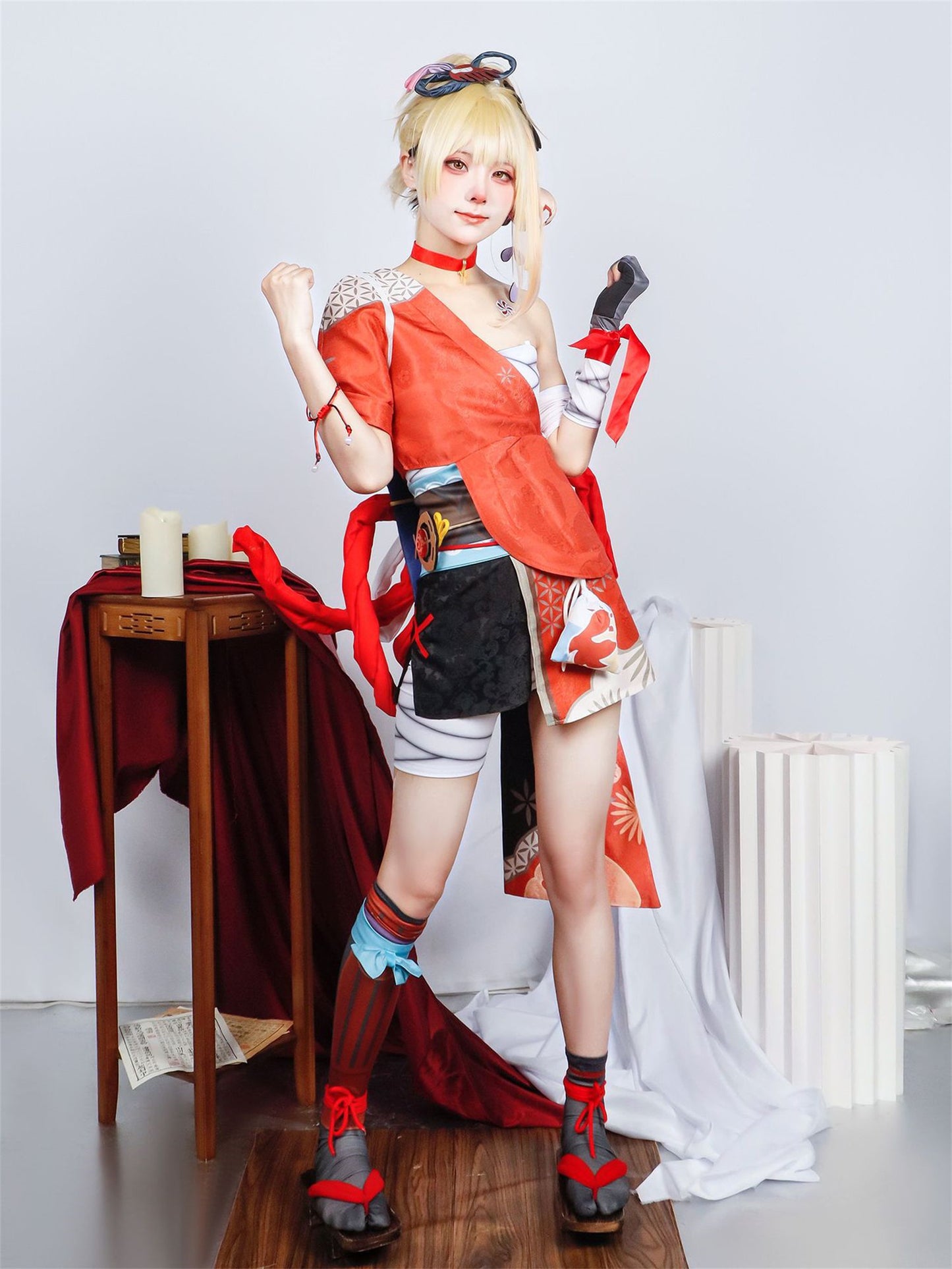 Monenjoy　原神 宵宮　コスプレ衣装　よいみや　炎元素　cosplay　イベント　仮装　ハロウィン　仮装　学園祭　 - Monenjoy