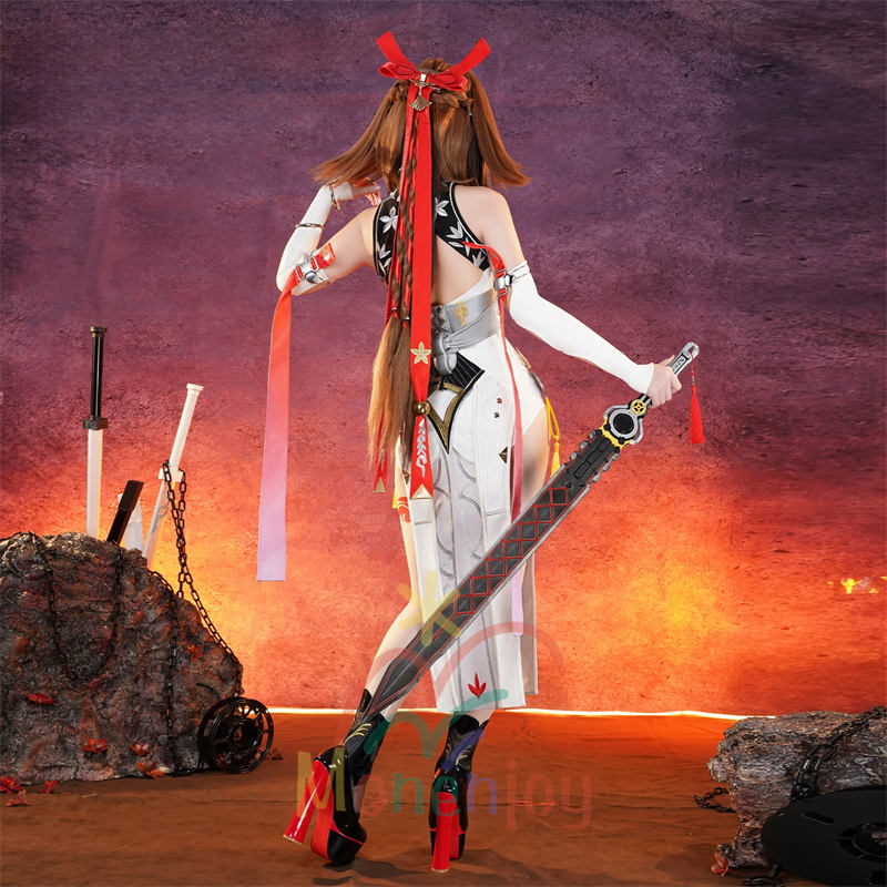 Monenjoy　ゼンゼロ 葉瞬光 　コスプレ　刺繍柄　 Ye Shunguang　イェー・シュンガン　合金製パーツ　耳飾＋尻尾追加　コスプレ　　