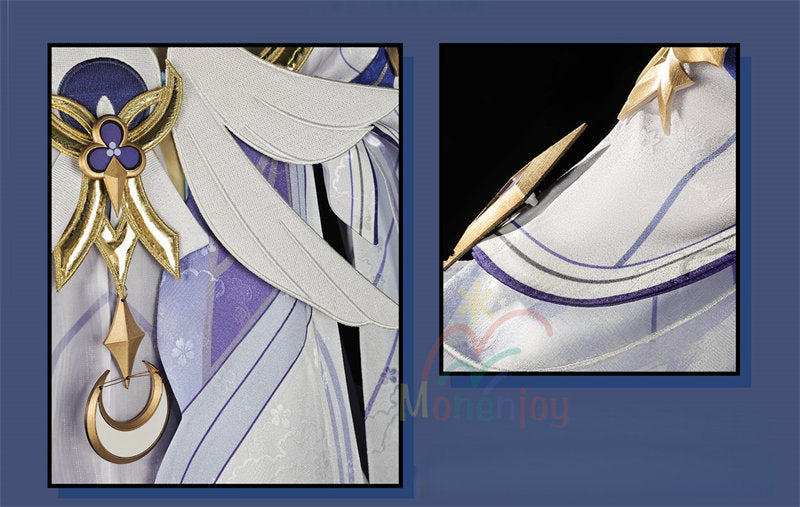 Monenjoy 原神 コロンビーナ コスプレ衣装　少女　コスチューム　髪飾り＋アイマスク付　3ｄ樹脂製パーツ　 ナドクライ編 執行官 月の少女 Damselette Columbina コスプレ衣装　ジャカード生地 コスチューム