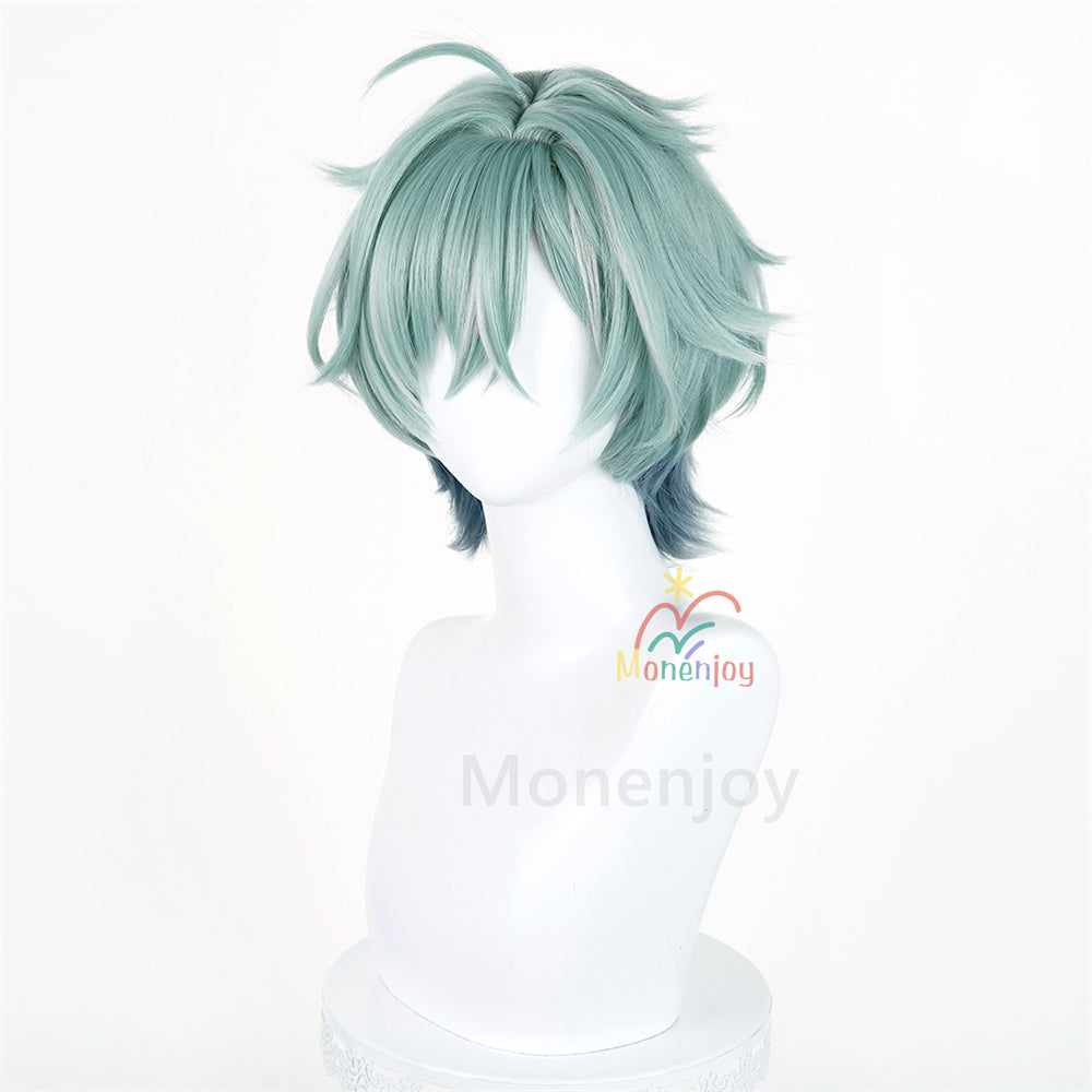 Monenjoy　原神 ローエン ウィッグ　35cm カツラ　コスプレ道具　自然感　耐熱ウィッグ MONENJOY
