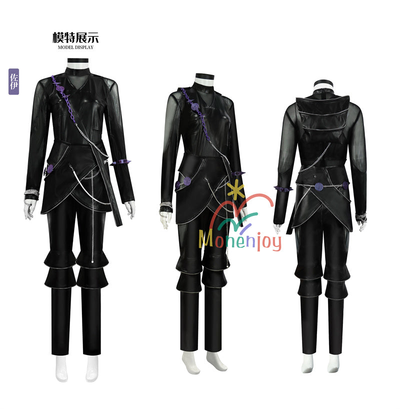 Monenjoy　KPOPガールズ! デーモン・ハンターズ 　ゾーイ　コスプレ衣装　Zoey　コスモスーツ　ルミ 黒色　人工革　戦闘服　 KPop Demon Hunters　 3d樹脂製パーツ　バトルスーツ　GS1962