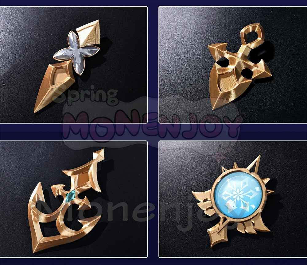 Monenjoy　原神 ローエン コスプレ 衣装  3Dプリント樹脂パーツ 氷元素 騎士団副隊長 イベント向け高品質 Monenjoy