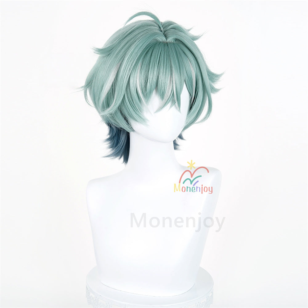 Monenjoy　原神 ローエン ウィッグ　35cm カツラ　コスプレ道具　自然感　耐熱ウィッグ MONENJOY