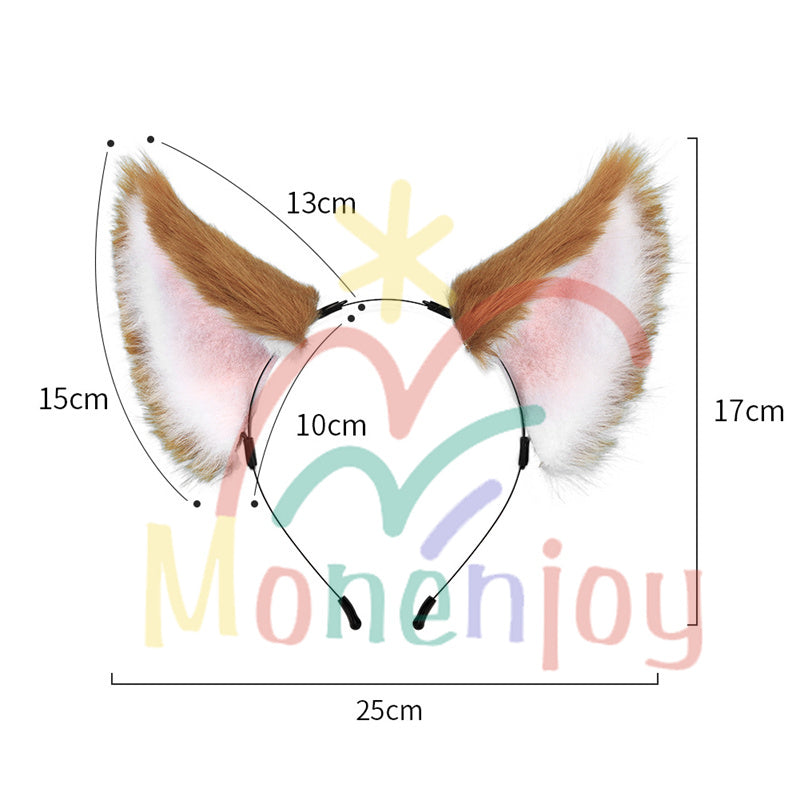 Monenjoy 原神 ゴロー ふわふわ　耳飾り＋尻尾　可愛い　萌えグッズ　猫耳 きつね耳　コスプレ道具　アクセサリー　 - Monenjoy