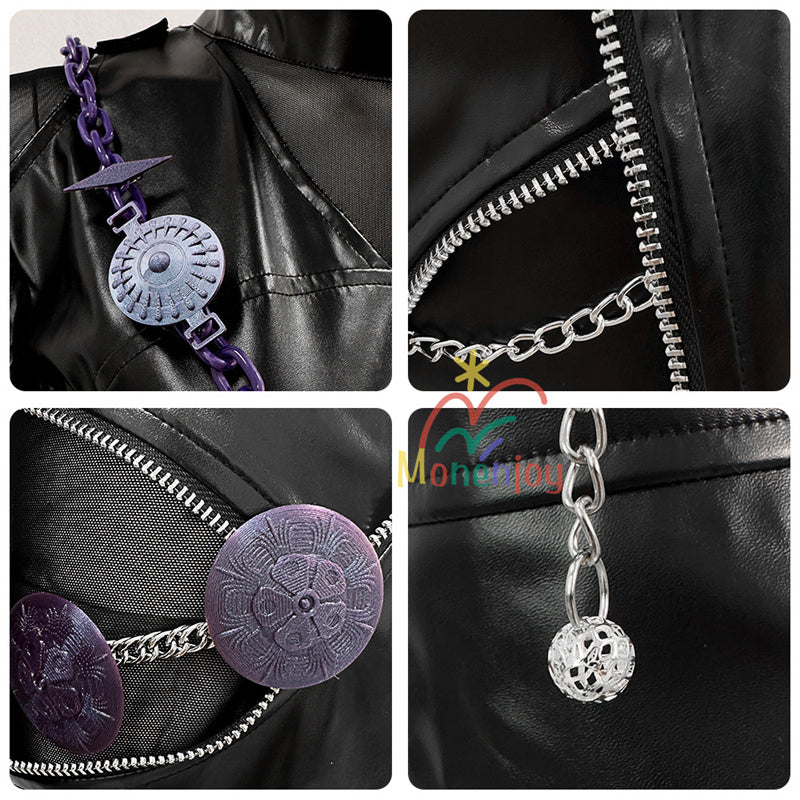 Monenjoy　KPOPガールズ! デーモン・ハンターズ 　ゾーイ　コスプレ衣装　Zoey　コスモスーツ　ルミ 黒色　人工革　戦闘服　 KPop Demon Hunters　 3d樹脂製パーツ　バトルスーツ　GS1962