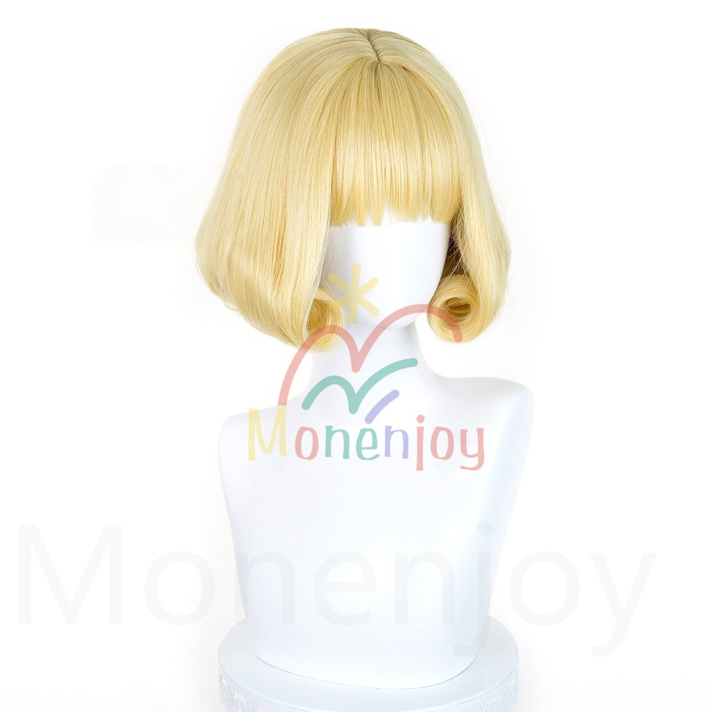 MONENJOY　呪術廻戦 来栖華　ウィッグ　長32cm　黄色　コスプレ道具　カツラ　耐熱ウィッグ MONENJOY