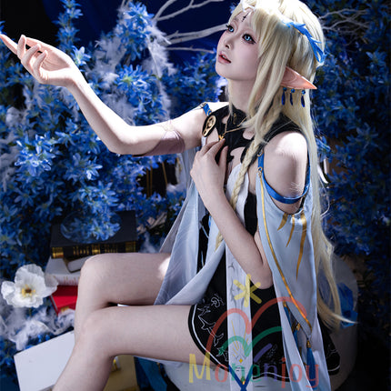 Monenjoy 鳴潮 カルテジアコスプレ衣装　 Cartethyia　フルールドリス 礼服　放浪騎士　豪華コス衣装　エルフ耳+黒キャミ+スパッツ付属 スカート色完全再現