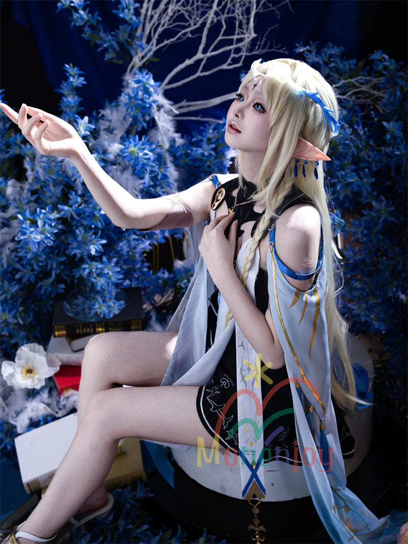 Monenjoy 鳴潮 カルテジアコスプレ衣装　 Cartethyia　フルールドリス 礼服　放浪騎士　豪華コス衣装　エルフ耳+黒キャミ+スパッツ付属 スカート色完全再現