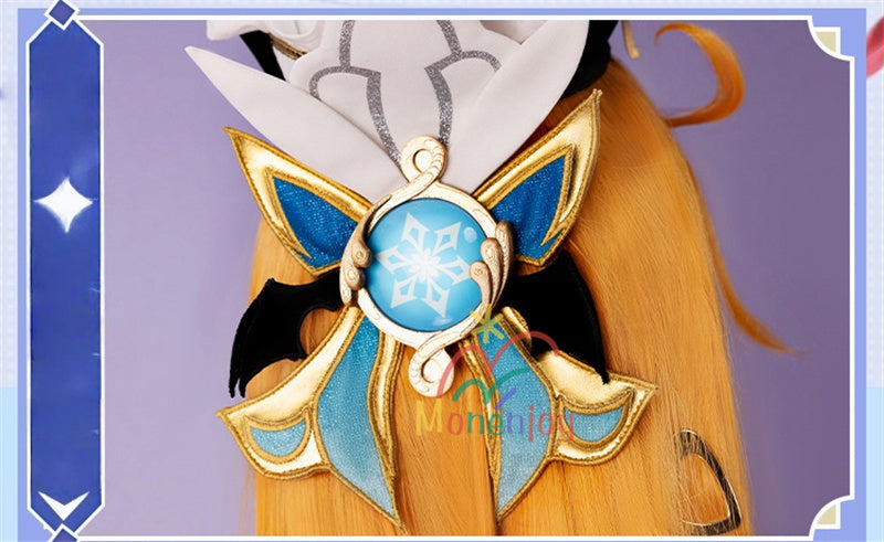 Monenjoy 原神 エスコフィエ　ワンピース　 Escoffier  コスプレ衣装 氷神の目　料理人　3d樹脂尻尾　げんしん　フォンテーヌ