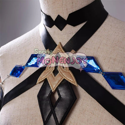 Monenjoy Genshin Impact Skirk Cosplay Costume with 3D Resin Accessories, Ships Same Day, Great Value when Purchased as a Set